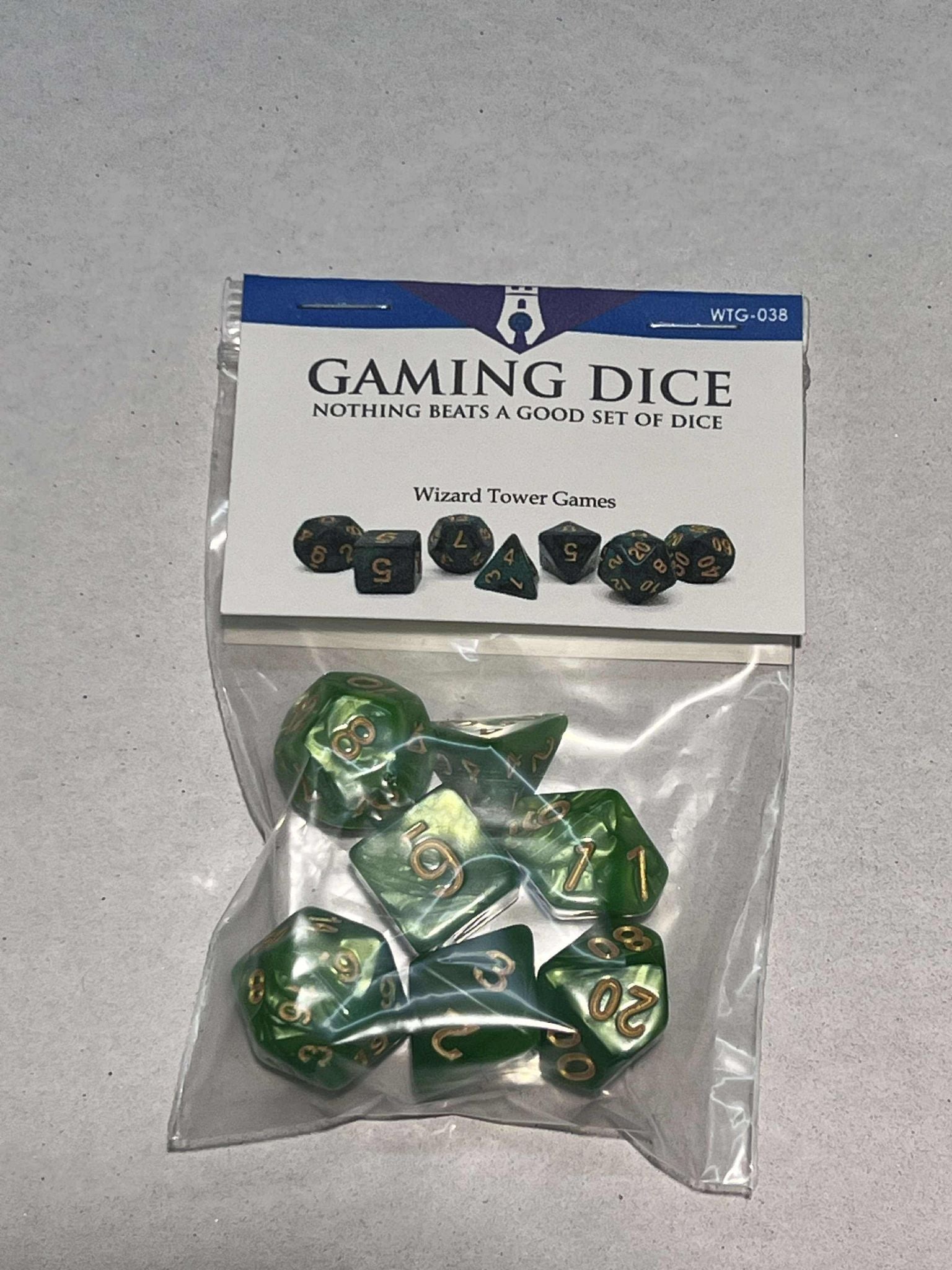 Dice Set - Golden Emerald